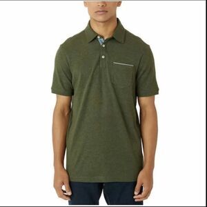Tahari Men's Jersey Heathered Olive Green Polo Shirt Preppy Country Club Golf M